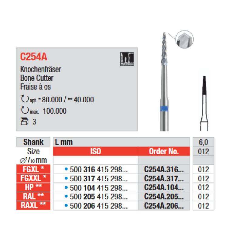 Костна фреза за турбина EDENTA C254A.317.012